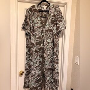 Vintage Anna Maxwell maxi dress Floral Brown and White Dress